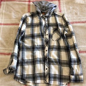 Flannel with attached Hoodie